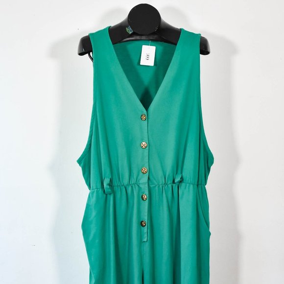 Green Jumpsuit with Buttons Size L - Picture 2 of 7